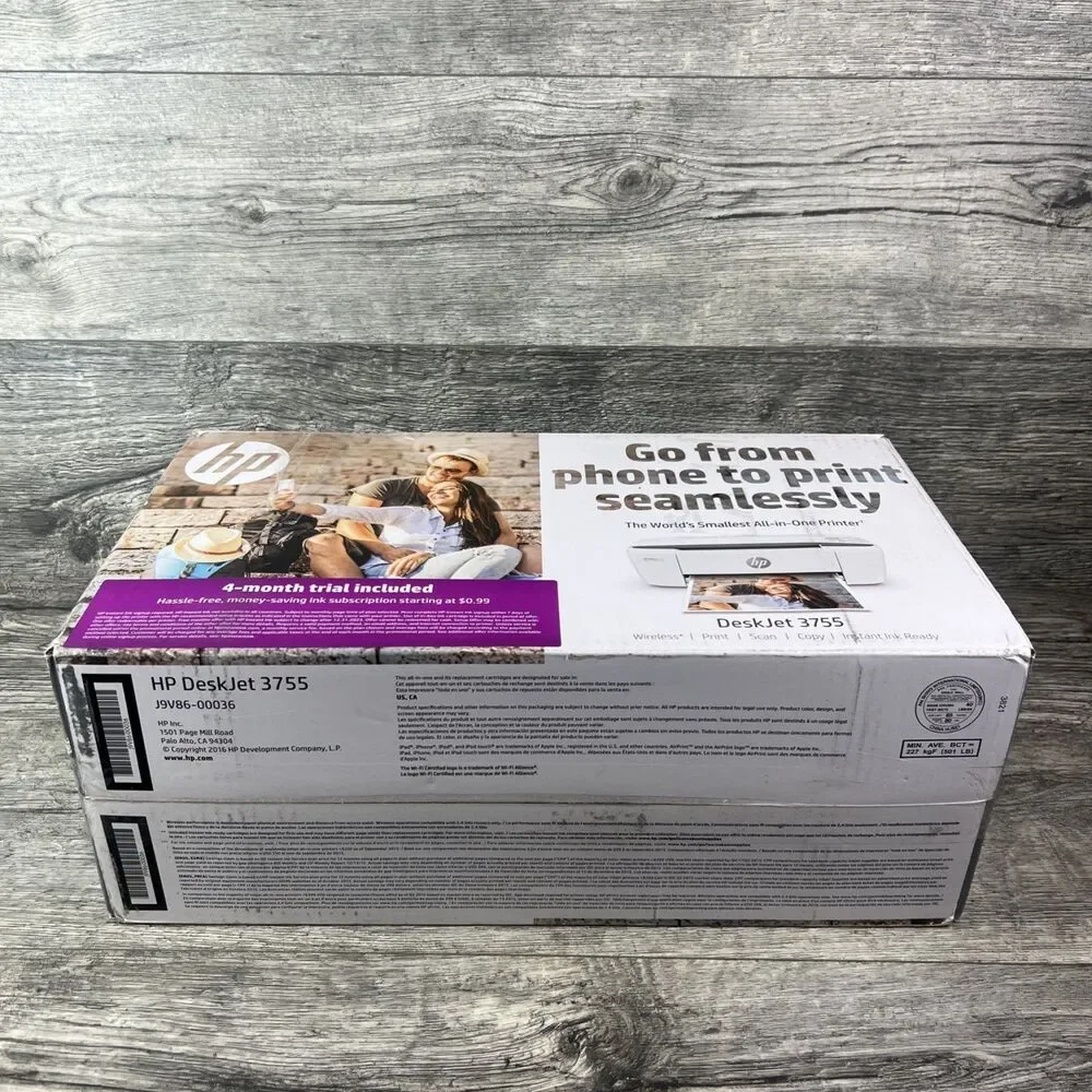 HP DeskJet 3755 Wireless All-in-One Inkjet Printer White New Open Box